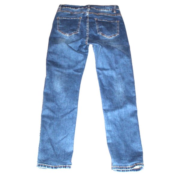 Frank Lyman Leopard Print Accent Panel Medium Blue Fade Skinny Jeans, Si… - Picture 5 of 8